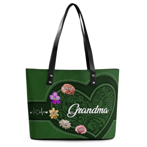 Personalized Shoulder Bag Custom Names Mothers Day Handbag Large Capacity Handbag Gift for Grandmother Mom Mother