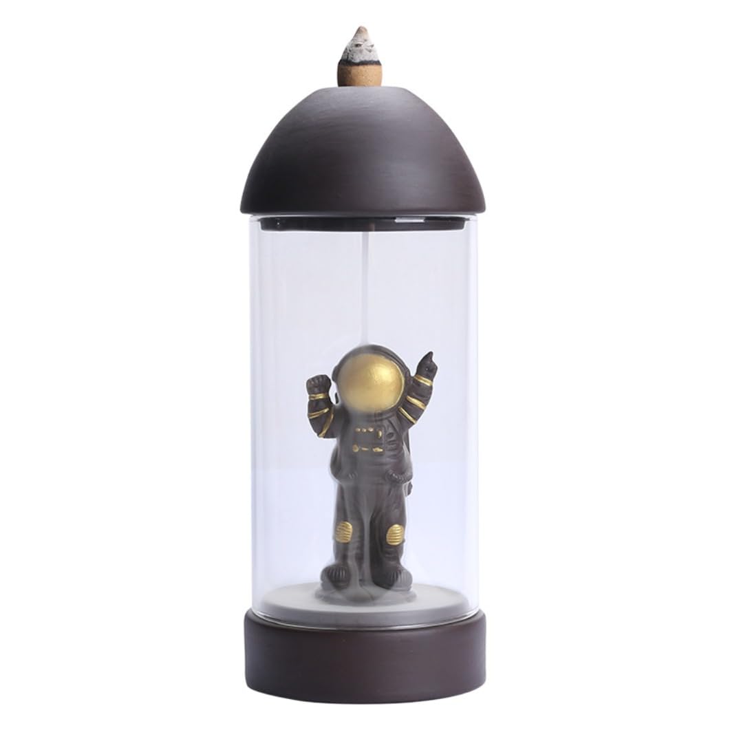 Brûleur d'encens astronaute en sable pourpre pour un salon zen