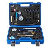 46tlg Kompressionstester Kompressionsdruckprüfer 0-50 Bar (0-725 Psi), Druckverlustprüfer KFZ für Benzin Diesel Motor, Einspritzdüsen Prüfgerät Öldruckmessgerät Adapter M8-M24 PKW LKW