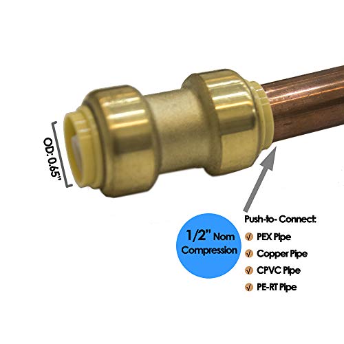 Hqmpc HQ-STR01 Straight Coupling Push Fit Pex Fittings, 1/2 Inch Push-To-Connect Copper thumb #2