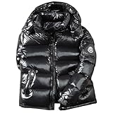 LiYaHead Herren Jacke Hooded Puffer Jacket Daunenjacke Winterjacke Steppjacke,Schwarz,M
