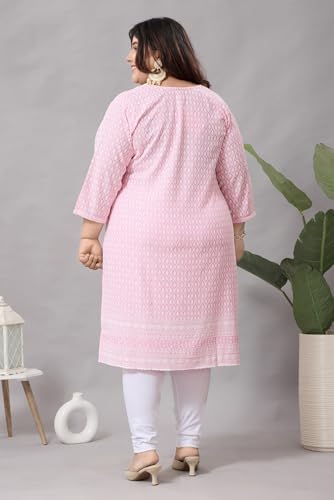 Image of DREAM & DZIRE Chikankari Kurti for Women of Cotton in Plus Size & Small Size.