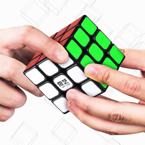 Image of Hawkister QiYi Sailing W 3x3 Cube Black Sticker | 3x3x3 MoFangGe Speedcube with Rounded Center Caps | Durable High-Tension Sticker Design, 56mm Smooth Turning Logic Puzzle for Beginners