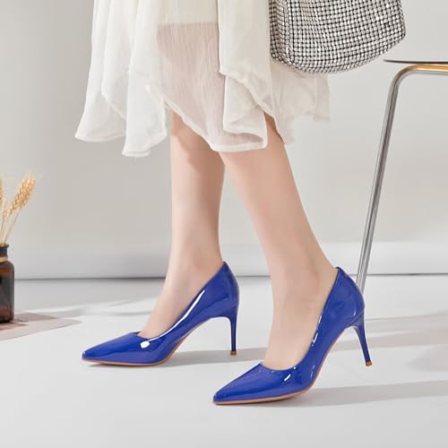 Image of Women's Low Kitten Heel Pumps Classic Fashion Dress Pumps Simple Heeled Shoes for Office Work
