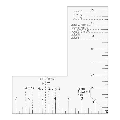Left Chest Logo Placement Tool for Heat Press T-Shirt Ruler Guide for Vinyl Alignment, Embroidery Placement Acrylic Sewing Ruler for Adult Size Heat Press Printing Pattern Making