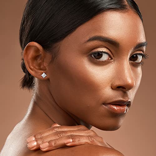 Princess Cut Cubic Zirconia Earrings Stud 925 Sterling Silver Hypoallergenic Square CZ Stud Earrings for Men Women Girls Diamond Jewelry Gifts2