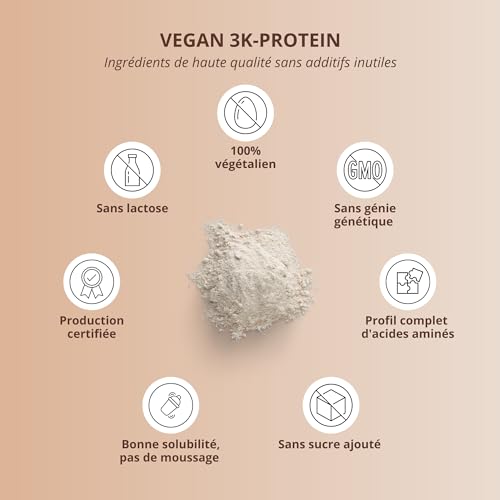 Nutri+ Proteínes vegetaliens - Noisette 1000g - Mélange de Protéines 3k - Protéine de Pois, Soja et Tournesol en Poudre - sans Lactose - Végétalienne - à faible Teneur en Glucides – Image 4