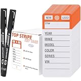 Vinyl Poly Car Key Tags 250 Pcs with 250 Split Rings & 2 Markers, Heavy-Duty & Tear Proof Top Stripe Key Tags with Write-On Design (Orange)