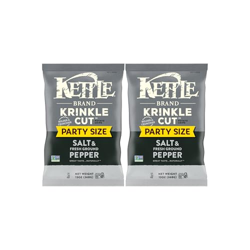 Image of Kettle Brand Potato Chips,Krinkle Cut,Salt & Ground Pepper Kettle Chips,Party Size,13 Oz,(Pack of 2)
