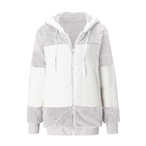 Womens Coats and Jackets with Hood Winter Fuzzy Fleece Jacket Full Zip Plush Hooded Cardigan Coats Oversized Trendy4