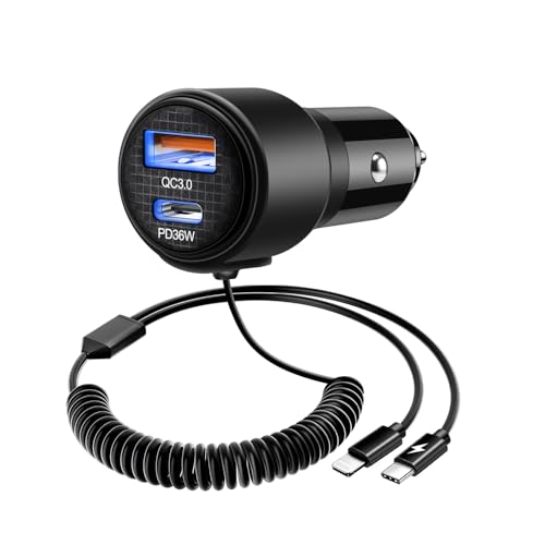 Cargador de coche USB C rápido de 36W ideal para tus viajes en familia