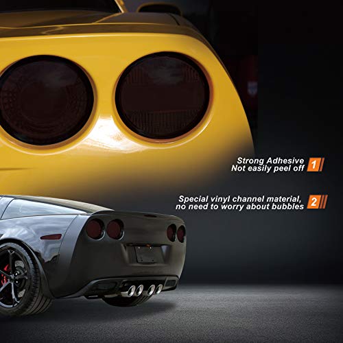 NDRUSH Smoked Taillight Rear Marker Lights Vinyl Tint Film Precut Overlay Tail Light Wrap Cover Compatible with Chevy Corvette 2005-2013