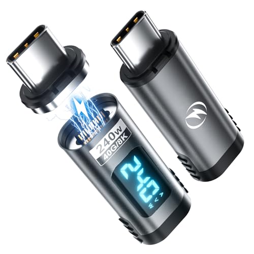 Adaptador magnético USB C 24 pin con probador LED de voltaje y velocidad USB 4 de 40 Gbps