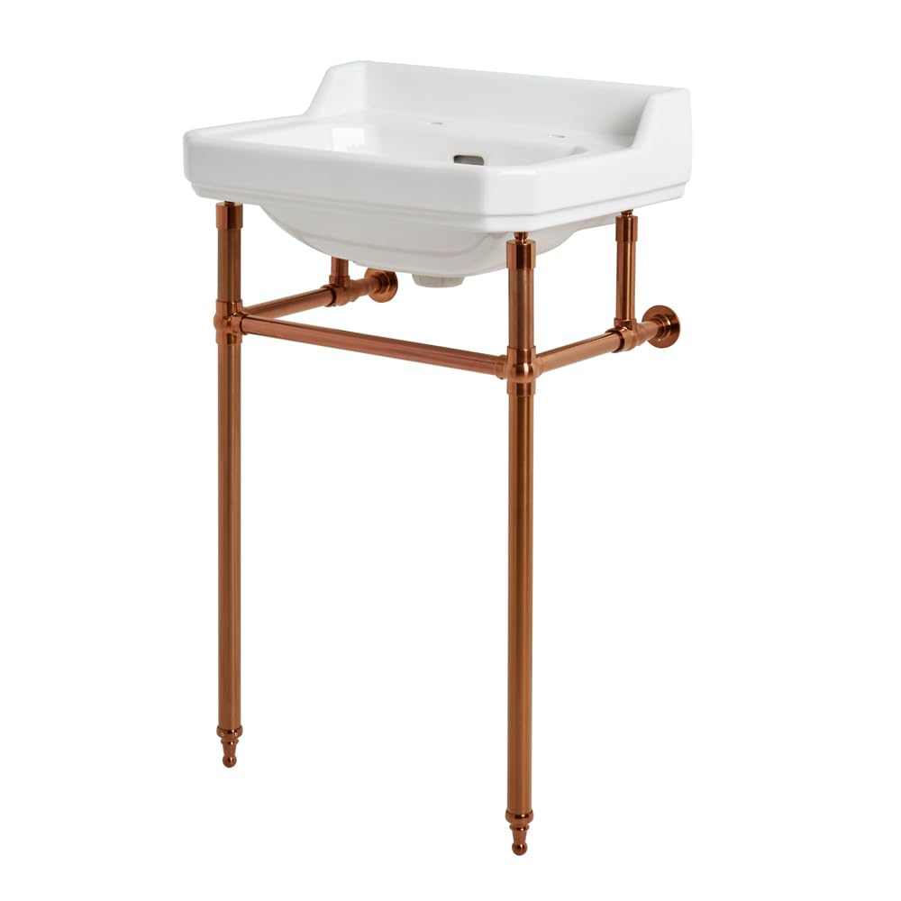 Milano Brushed Copper Richmond 3 Tap Hole Bathroom Basin Sink Copper Washstand - 560Mm X 300Mm