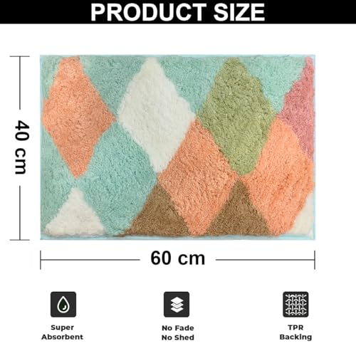 Image of Luxe Home Super Soft Canada Diamond Bath Mat Non-Slip Machine Washable Bathroom Mat for Home, Bedroom and Living Room (40x60 cm) - Pack of 1