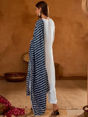 Image of Naixa Women's Viscose Embroidered Straight Kurta with Pant and Dupatta Sets (Available in Plus Size) (NX-674)