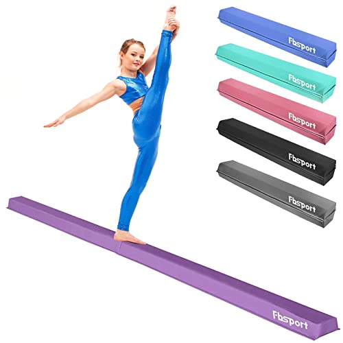 FBSPORT 8ft Balance Beam: Folding Floor Gymnastics Equipment PU Leather for Kids Adults,Non Slip Rubber Base, Gymnastics Beam for Training, Practice, Professional Home Training