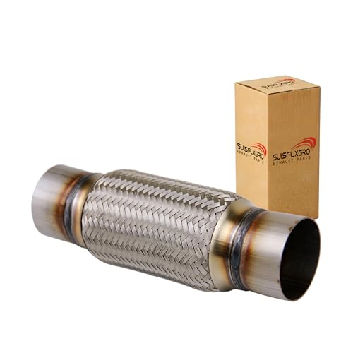 SUISFLXGRO Exhaust Flex Pipe Universal Type 100% Stainless Steel For Heavy Duty and Cars (1 PC 3.0X8X12)