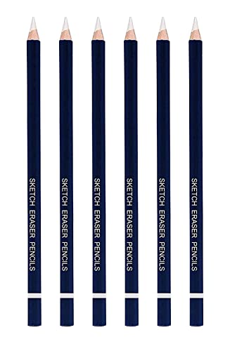 Image of Deziine� Fx. Pencil Eraser for Artists Set of 6 Non-Toxic Eraser (Set of 6, White, Blue)