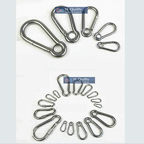 50PCS/LOT M6X60MM 304 stainless steel carabiner spring DIN5299C snap hooks with eyelet