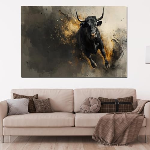 Peinture à l'huile abstraite de taureau sur toile 60x80cm