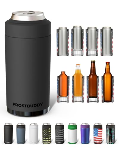 Image of Frost Buddy Universal Buddy Can Cooler - Fits All - For Regular 12 & 16 oz or Slim-Size Bottles - Insulated Double-Walled Stainless Steel (Dark Night)
