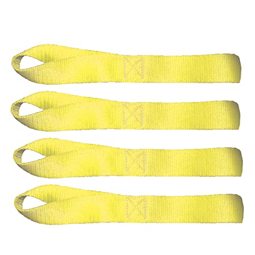 Asgenox 4 Pack Yellow Soft Loop Tie Down Straps - 45000 Lbs Breaking Strength - Loops For Securing Atv, Motorcycles, Utv, Dirt Bikes,Scooters, Lawn & Garden Equipments #TOP4
