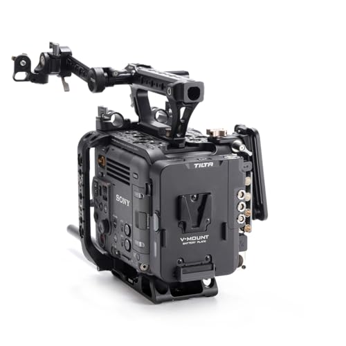 Image of Tilta Camera Cage Compatible with Sony BURANO | Arri Rosettes, 1 /4 inch-20 and 3 /8 inch-16 Threads | w /Top Handle, Left /Right Side Arm, Battery Plate (Advanced Kit - V Mount)