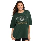 FOCO Green Bay Packers NFL Womens Rhinestone Logo Oversized T-Shirt - S Team Color