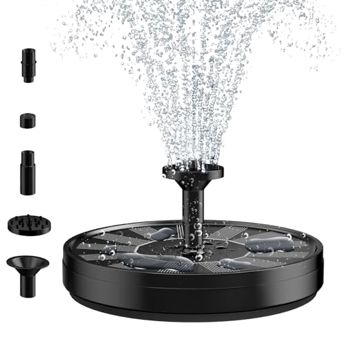Solar Fountain, Solar Powered Bird Bath Fountain Pump with 4 Nozzles Free Standing Floating Solar Powered Water Fountain Pump Outdoor Pump for Pond,Garden, Pool, Fish Tank