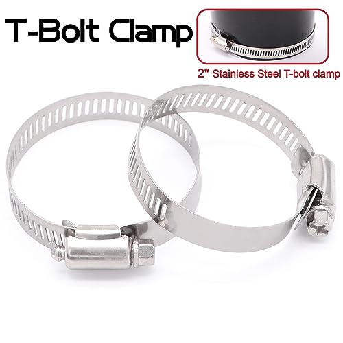 Image of 90 Degree ID 1.5inch to 1.75inch Elbow Coupler Silicone Hose 4-Ply with 2PCS Stainless Steel T-Bolt Clamp