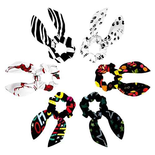 Chouchous doux pour cheveux lot de 6 élastiques avec noeud papillon satiné noir et blanc premium