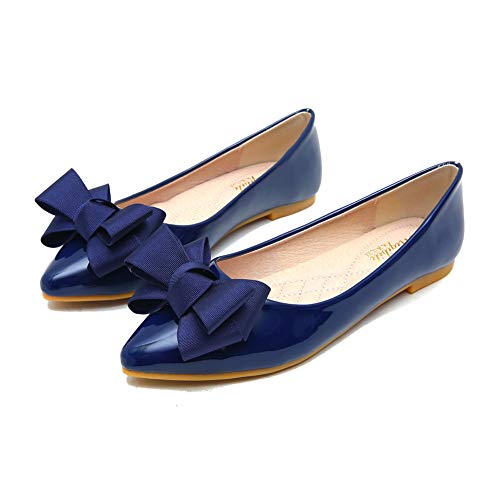 Kimpola Zapatos Mujer Bailarinas Plano Lindo Estilo Retro Salvajes Cucharada Puntiaguda Bombas Planas para de Noche/de Boda/Formal/Informal En Primavera Verano Otoño-Azul 38