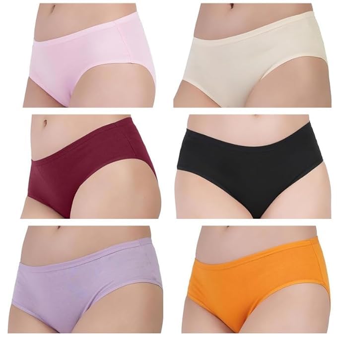 SunFlux® Stylish Women & Painties Solid Cotton Blend Thong Panty Pack of 6-image-41