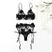 Womens Sexy Lace Wrap Chest Strap Sexy Underwear Set Sheer Panties for Ruffle Skinny High Waist Underwear Fashion Black