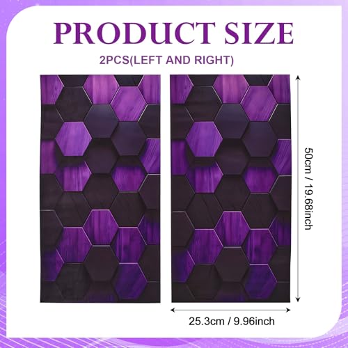 Image of Blueshyhall 2PCS Car B-Pillar Vinyl Decals, Purple Hexagon Personalized Vehicle Door Pillar Sticker, HD Printed PET Honeycomb Waterproof Sun Protection Scratch Cover