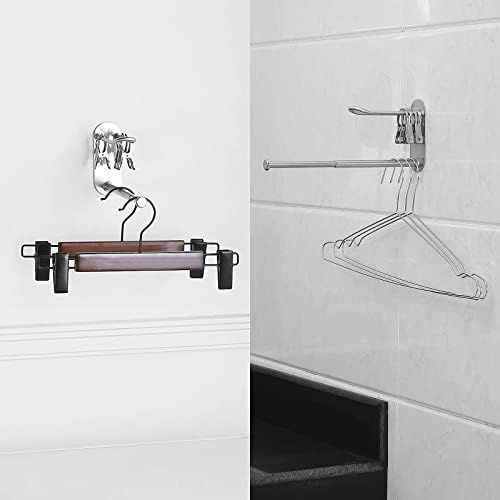 XINYUWIN 2-Section Stainless Steel Retractable Double Layer Clothes Hanger Storage Rack Organizer Wall Mount Adhesive OR Drilling Installation (Length 10.6")