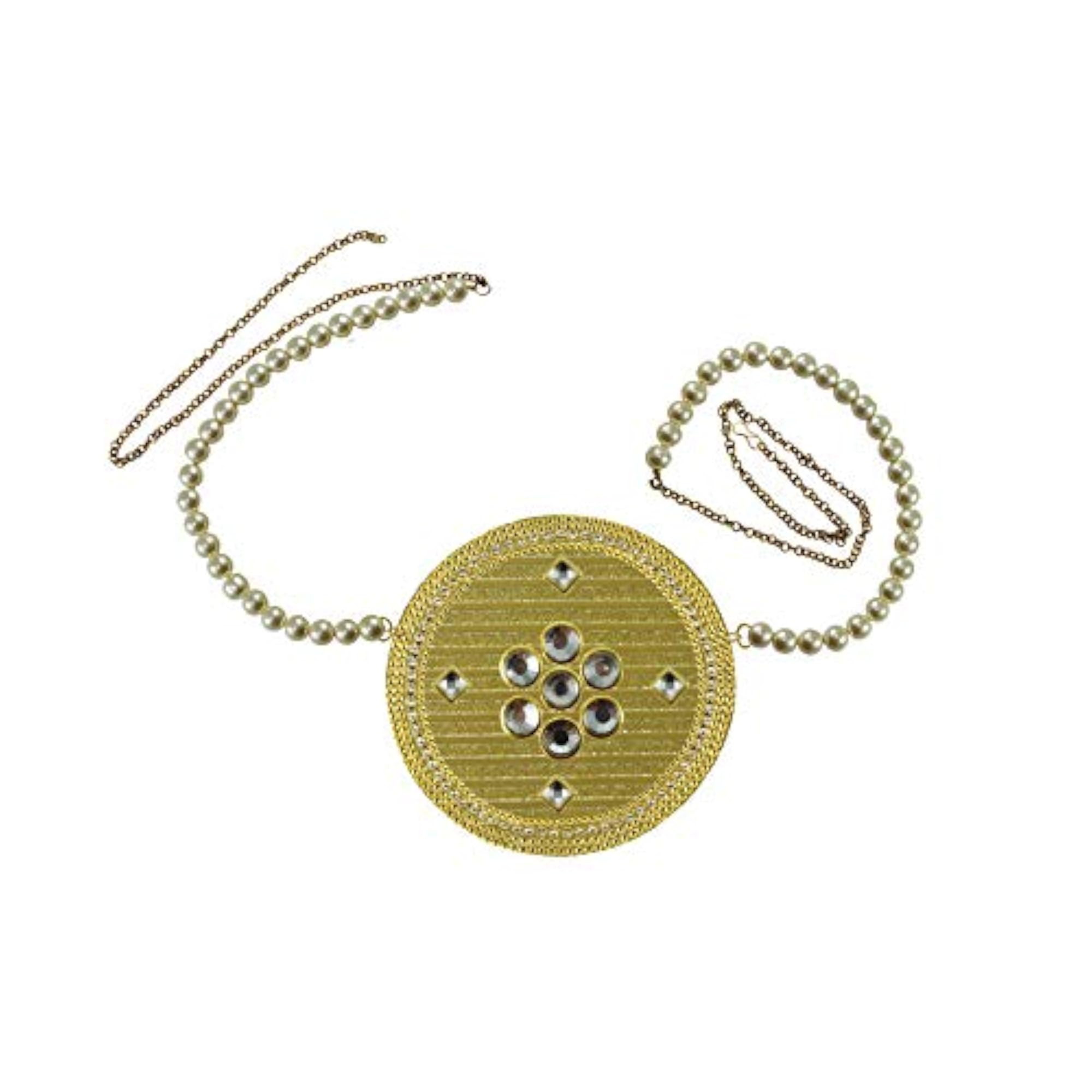 Women's Solid Brass Multi Stone Stud Platted Brass Waist Belt