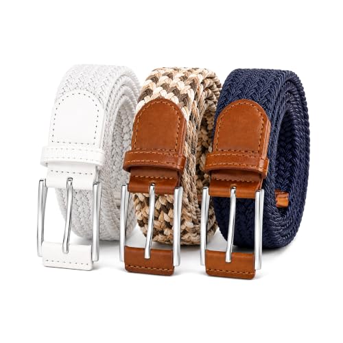 Image of Stretch Belts for Men, Elastic Belt for Golf & Casual Wear | Braided Nylon Belt, Woven Stretchy Belt, Breathable No Hole, Pairs with Jeans, Shorts and Chinos, Gift-Boxed 1 3 /8 inch