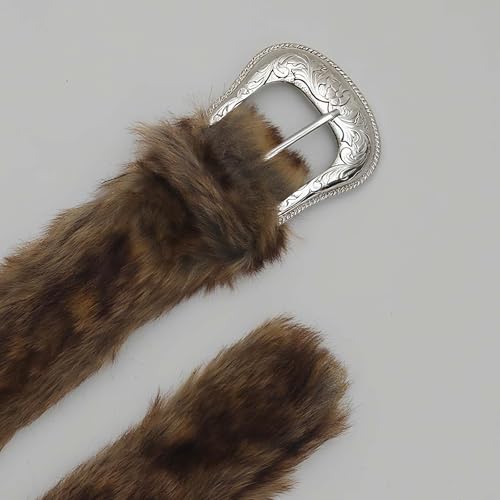 Faux Fur Belt Leather Cowgirl Leopard Western Waist Belt Women Fashion Accessory for Dresses and Pants3