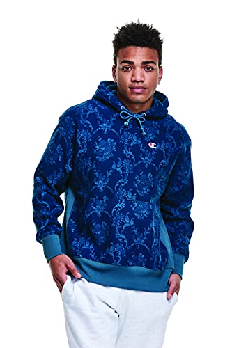 Champion mens Champion Men's Reverse Weave Po Hooded Sweatshirt, Vintage Brocade Prestige Blue-549967, Medium US