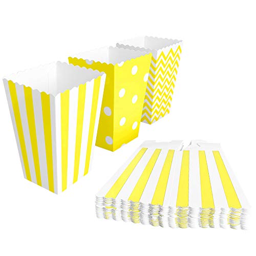 BangShou - 60Pezzi Scatole Popcorn Sacchetti di Popcorn Contenitori per Caramelle, Popcorn, Biscotti e Dolce (Giallo)
