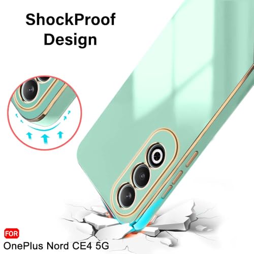 Image of TheGiftKart Luxurious Golden-Plated Back Cover Case for OnePlus Nord CE 4 5G | Raised Lips for Camera & Screen Protection | Shockproof Design | Stylish Back Cover for OnePlus Nord CE4 5G (TPU, Green)
