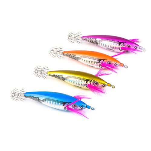 NIYANGLE Señuelos de Pesca Artificial Fluorescentes de 4 Piezas para Pesca en Mar Livianos y Fáciles de Transportar para Adultos Color Aleatorio