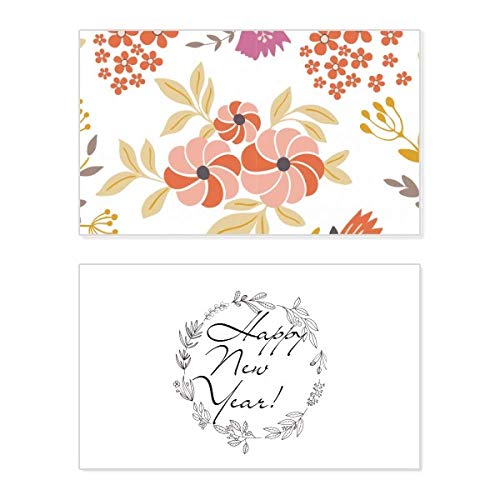 Tarjeta de Año Nuevo con pintura floral delicada para mensajes y felicitaciones