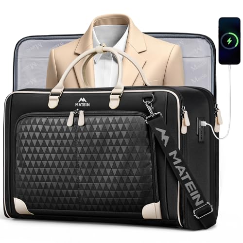 MATEIN Carry On Garment Bags for Airplanes, Women Travel Garment Bags for Dresses Up to 5 Suits with Aroma Pads & USB, Convertible Hanging Clothes Suit Carrier with Shoe Compartment Fit 15.6" Laptop