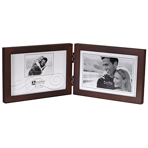 Malden International Designs Dark Walnut Concept Wood Picture Frame, Double Horizontal, 2-4x6, Walnut - Thumbnail 2