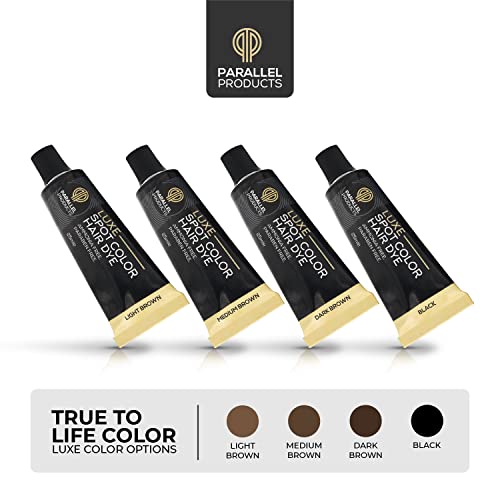 Parallel Products - Luxe Color (Medium Brown) - Cream Hair Dye - 25Ml - Tint For Professional Spot Coloring - With Cream Developer, Mixing Dish And Application Brush - Covers Grey Hair - Root Touch Up #TOP3