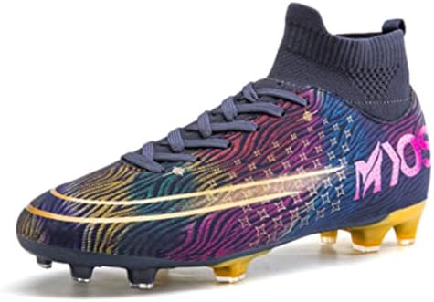 purple and yellow youth football cleats