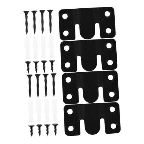 Image of SEWACC Interlocking Flush Mount Bracket Stainless Steel Photo Frame Buckle Heavy Duty Picture Hangers Wall Support Buckle Black Mounting Hooks